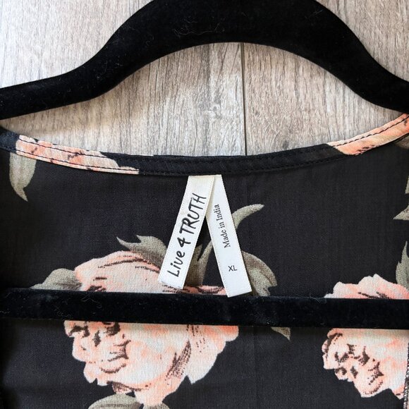 Live 4 Truth Sheer Dark Floral Kimono Cover Up Womens Extra Large Festival Boho - Picture 9 of 13